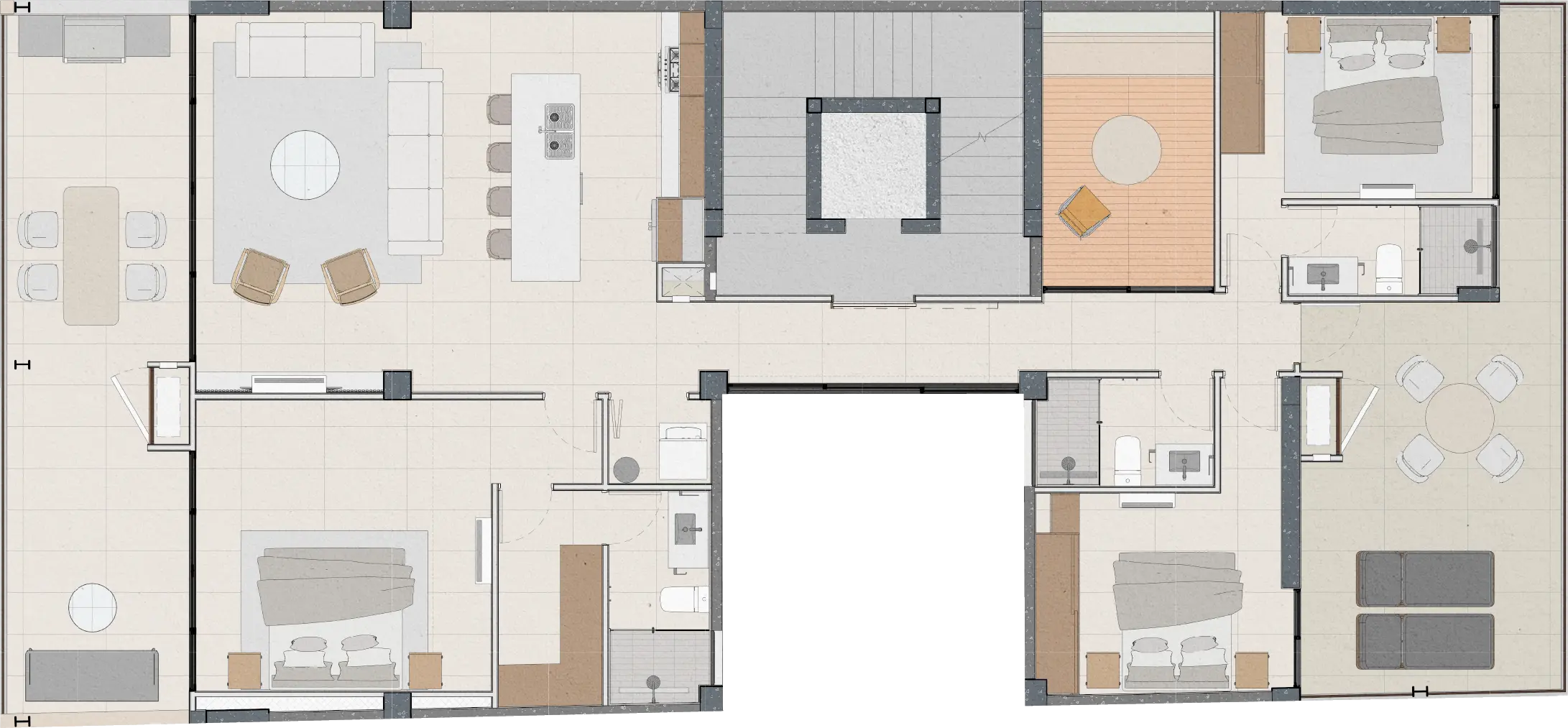 Penthouse floorplan, 3 bedroom whole-floor