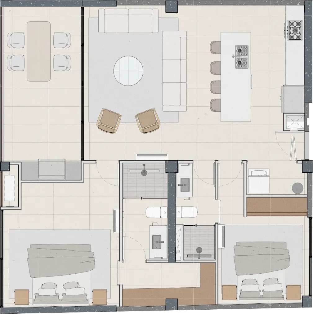 Type A floorplan, 2 bedroom